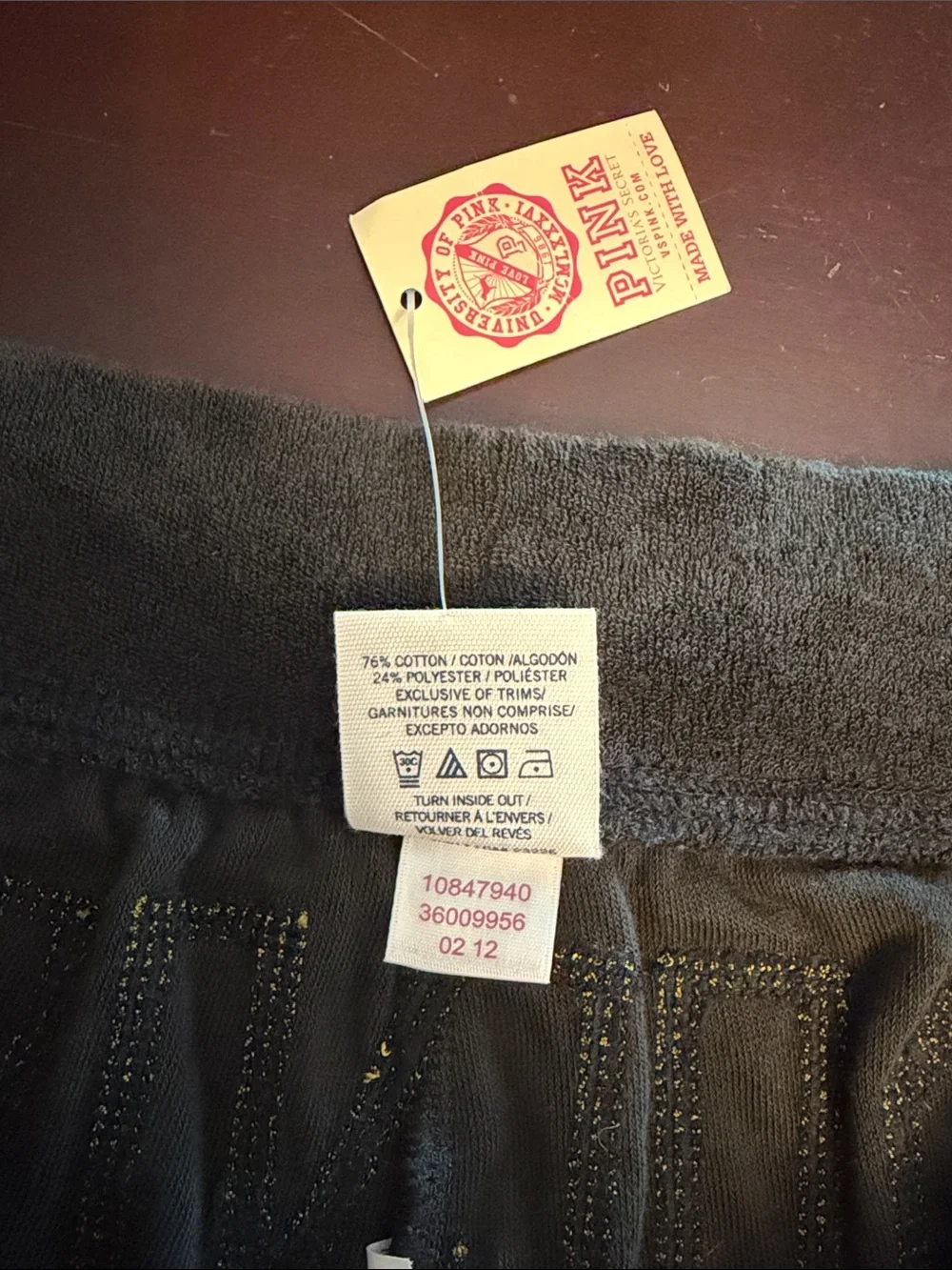 PINK Victoria's Secret Y2K Black Shorts with Gold Logo